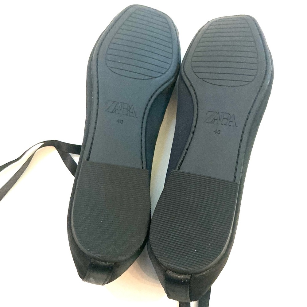 ZARA, Tied Satin Effect Fabric Ballet Flats, Laces Detail, Size 9US/40EUR - Picture 14 of 16